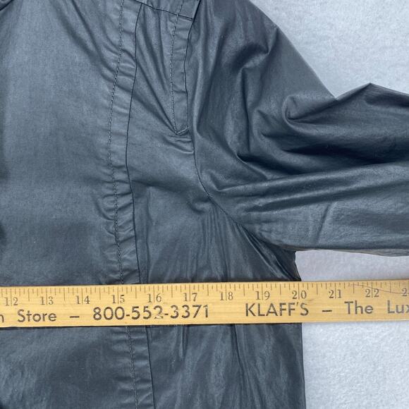 EILEEN FISHER Jacket S Waxed Cotton Trench Coat Duster Full Zip Black - Picture 12 of 14